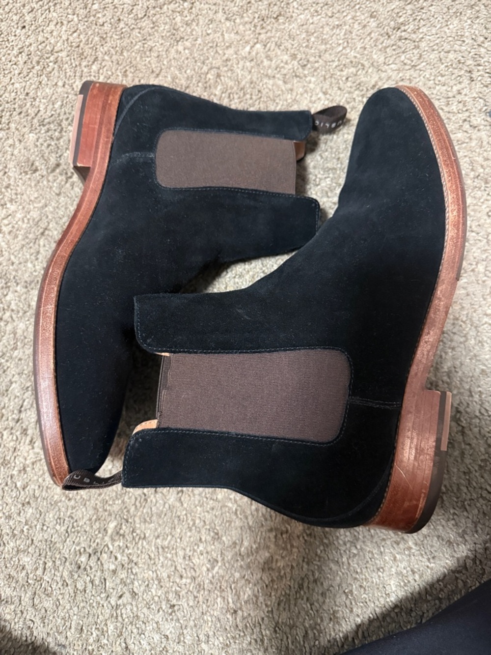 Men's Black Suede Chukka Chelsea Boots with Brown Elastic Panels
